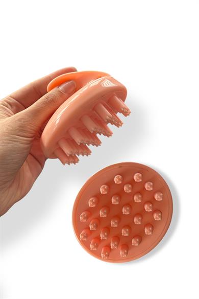 Açık Pembe Renk Silikon Dişli Saç Derisi Masaj Fırçası/ Evcil Hayvan Banyo Fırçası