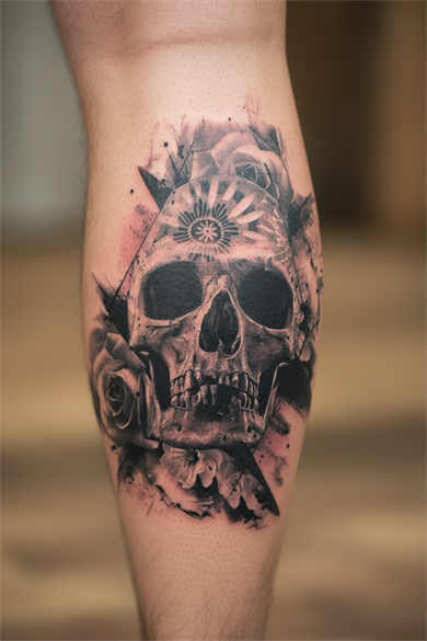 Geçici Kuru Kafa Figürlü Dövme Tattoo