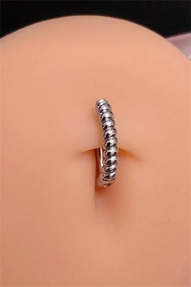 Gümüş Renk Burgulu Halka Cerrahi Çelik Göbek Piercing