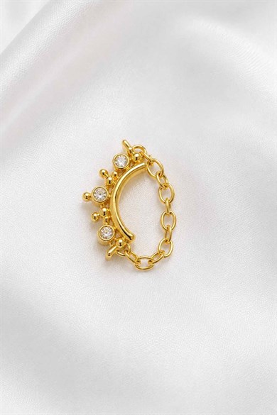 Altın Renk Sallantılı   Taşlı Cerrahi Çelik Tragus/Kıkırdak Küpe/Piercing (Tek)
