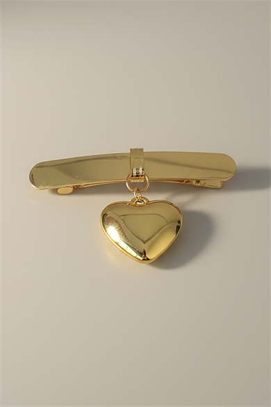 Altın Renk Kalp Figürlü Metal Otomat Toka