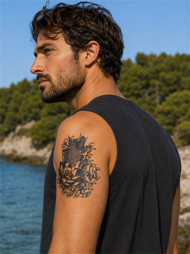 Balık Sonradan Kararan Yarı Kalıcı Geçici Dövme Tattoo