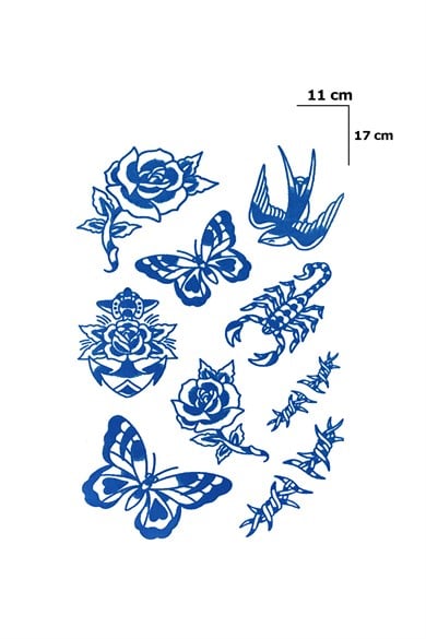 Çoklu Kelebek Sonradan Kararan Yarı Kalıcı Geçici Dövme Tattoo