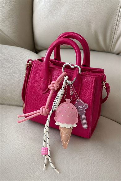 Pembe Renk Dondurma Figürlü Çanta Charm/ Anahtarlık