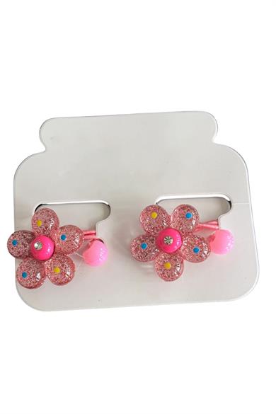 Pembe Renk Çiçek Figürlü Lastik Toka