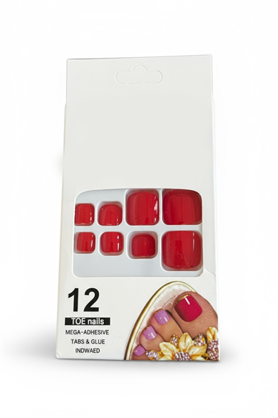 12li Kırmızı Renk Takma Tırnak Set (Yapıştırıcılı)