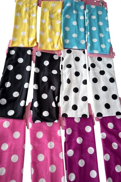 12li Karışık Renk Puantiyeli Saç Bandı