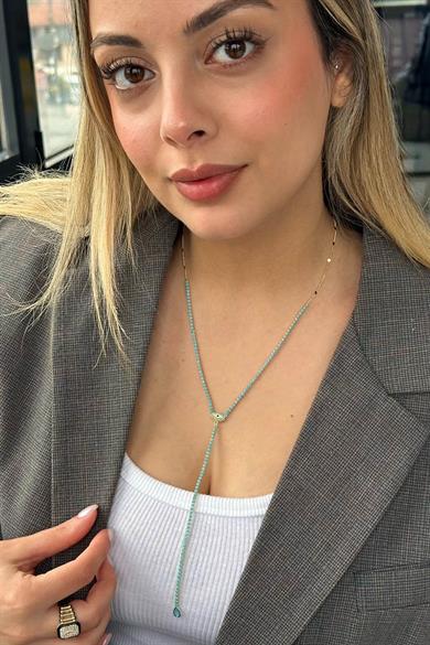 Altın Renk Göz Figürlü 14K Altın Kaplama VİP Y Kolye