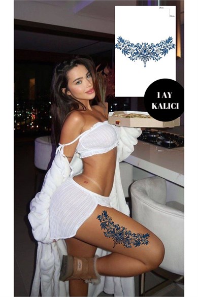 Çiçek Figürlü Sonradan Kararan Yarı Kalıcı Geçici Dövme Tattoo