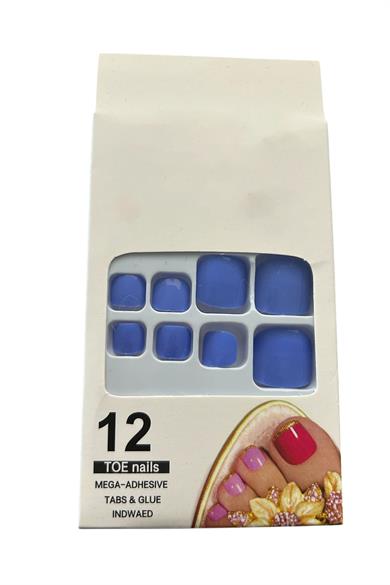 12li Mavi Renk Takma Tırnak Set (Yapıştırıcılı)