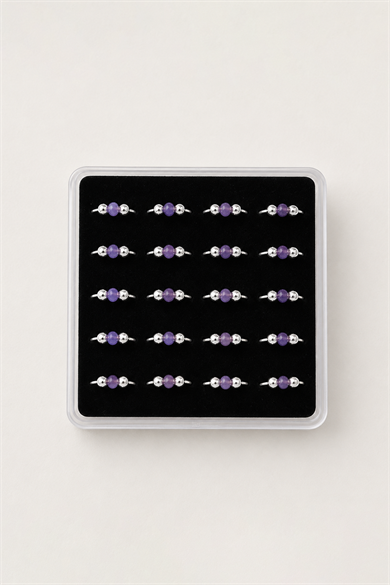 20li Gümüş Renk Boncuk Detaylı Halka Piercing Set