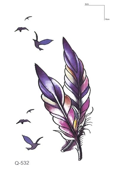 Uçan Kuş ve Tüy Geçici Dövme Tattoo