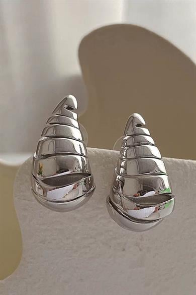 Gümüş Renk Çelik Bottega Küpe (Çift)