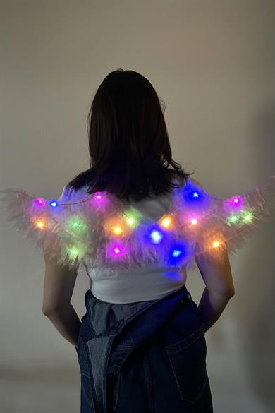 Pembe Renk Işıklı Melek Kanadı