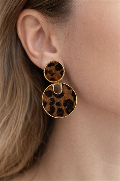 Leopar Figürlü Sallantılı Küpe (Çift)