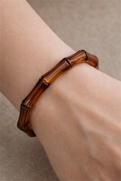 Kahverengi Renk Boncuk Detaylı Mika Bileklik