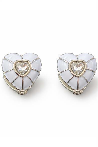 Kalp Figürlü Çift Taraflı Taş Detaylı Küpe (Çift)