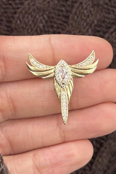 Altın Renk Anka Kuşu Figürlü Taş Detaylı Ajda Charm / Kolye/ Bileklik Ucu