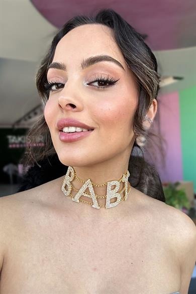 Altın Renk Baby Yazılı Taş Detaylı Tasarım Kolye