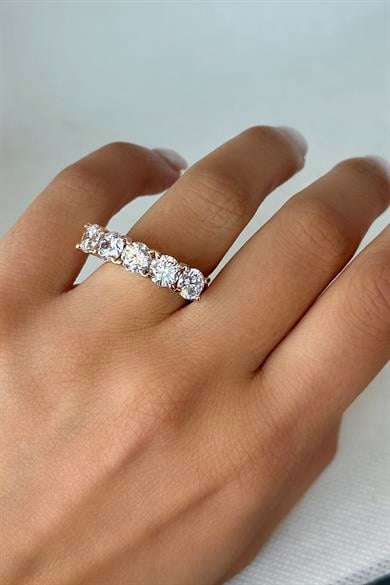 Altın Renk Beştaş Detaylı Çelik Xuping Yüzük (8 Numara)