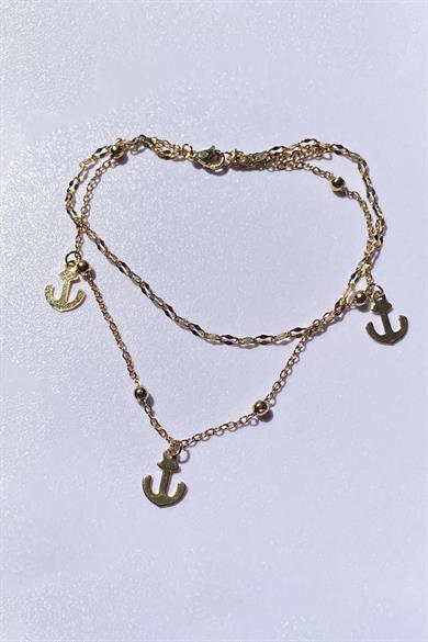 Altın Renk Çapa Figürlü Çelik Halhal