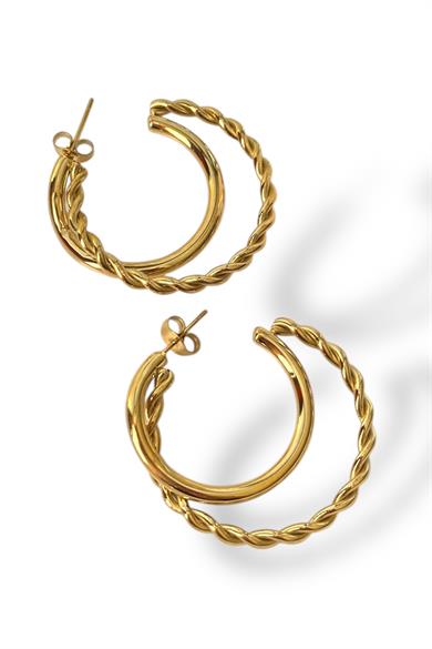 Altın Renk Çelik Halka Küpe (Çift)