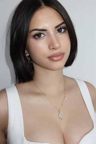 Altın Renk Dondurma Figürlü İnci Detaylı Çelik Xuping Kolye