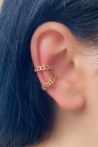 Altın Renk Halka Ear Cuff (Çift)