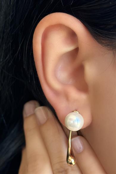 Altın Renk İnci Detaylı Çelik Xuping Küpe (Çift)