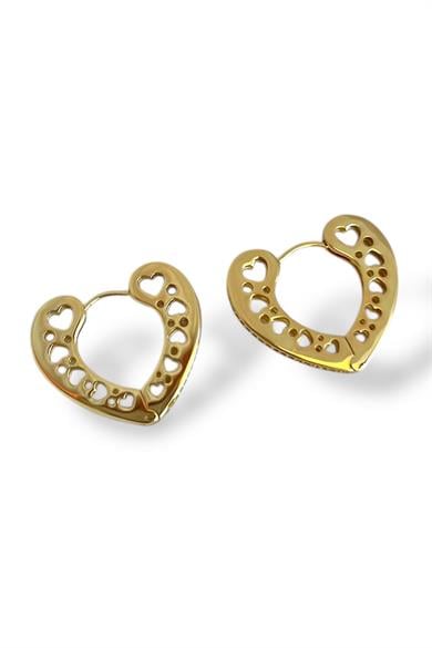 Altın Renk Kalp Figürlü Çelik Xuping Küpe (Çift)