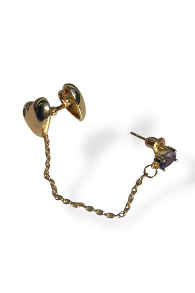 Altın Renk Kalp Figürlü Ear Cuff Küpe (Tek)