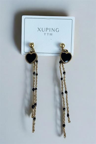 Altın Renk Kalp Figürlü Sallantılı Çelik Xuping Küpe (Çift)
