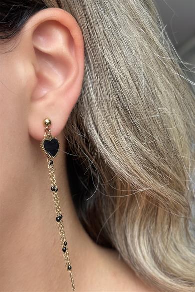 Altın Renk Kalp Figürlü Sallantılı Çelik Xuping Küpe (Çift)