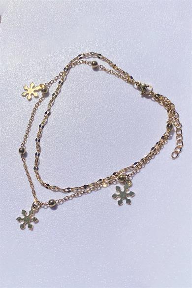 Altın Renk Kar Tanesi Figürlü Çelik Halhal