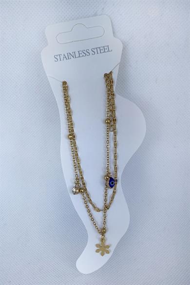 Altın Renk Karışık Figür Çelik Halhal