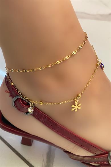 Altın Renk Karışık Figür Çelik Halhal