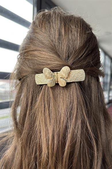 Altın Renk Kelebek Figürlü Metal Otomat Toka