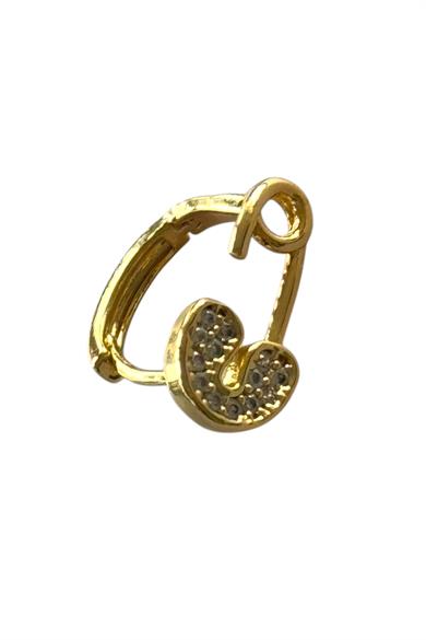 Altın  Renk Kilit Figürlü Taş Detaylı Cerrahi Çelik Halka Tragus/Kıkırdak Küpe/Piercing (Tek)