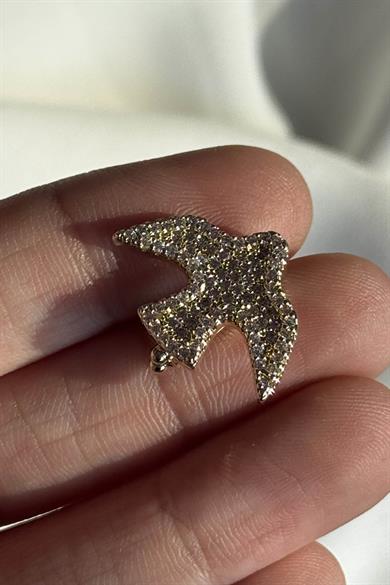 Altın Renk Kuş Figürlü Taş Detaylı Ajda Charm / Kolye/ Bileklik Ucu