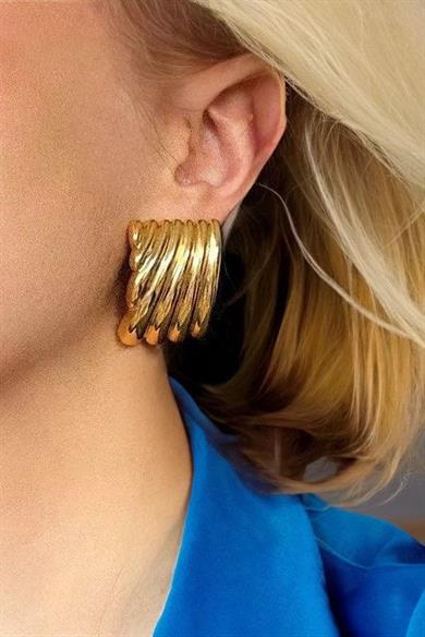 Altın Renk Metal Plaka Küpe (Çift)