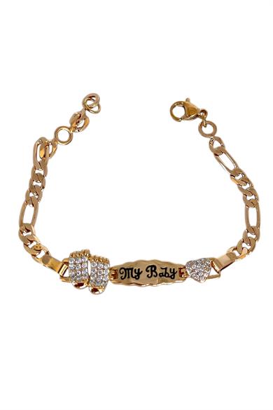 Altın Renk My Baby Yazılı Taş Detaylı Çelik Xupıng VİP Bileklik