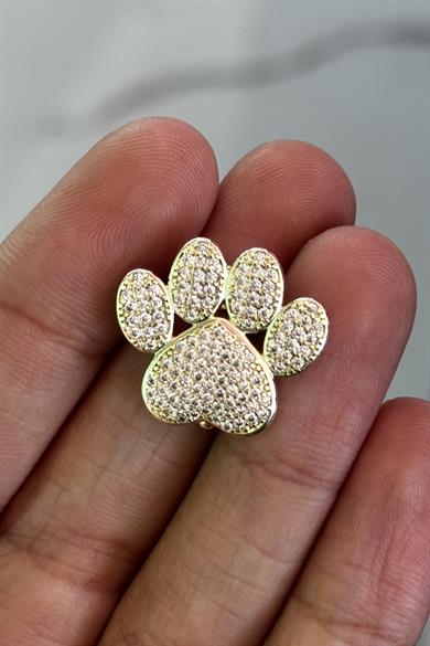 Altın Renk Pati Figürlü Taş Detaylı Ajda Charm / Kolye/ Bileklik Ucu