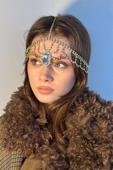 Altın Renk Taş Detaylı  Alınlık/Kına Aksesuarı