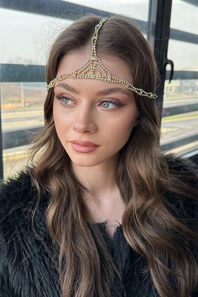 Altın Renk Taş Detaylı  Alınlık/Kına Aksesuarı