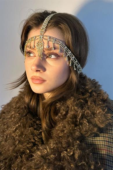 Altın Renk Taş Detaylı  Alınlık/Kına Aksesuarı