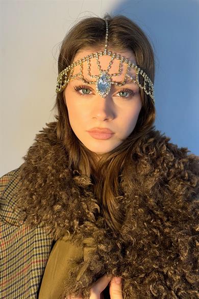 Altın Renk Taş Detaylı  Alınlık/Kına Aksesuarı