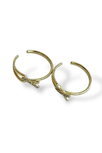 Altın Renk Taş Detaylı Çelik Xuping Ear Cuff (Çift)