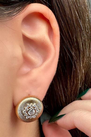 Altın Renk Taş Detaylı Çelik Xuping Küpe (Çift)