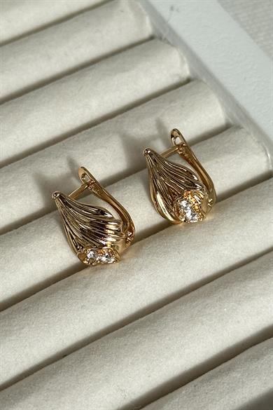 Altın Renk Taş Detaylı Çelik Xuping Küpe (Çift)