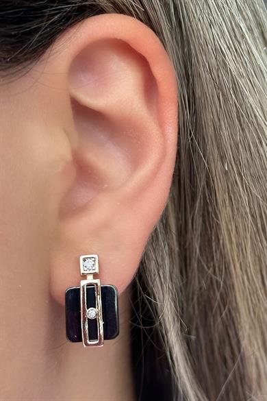 Altın Renk Taş Detaylı Çelik Xupıng Küpe (Çift)